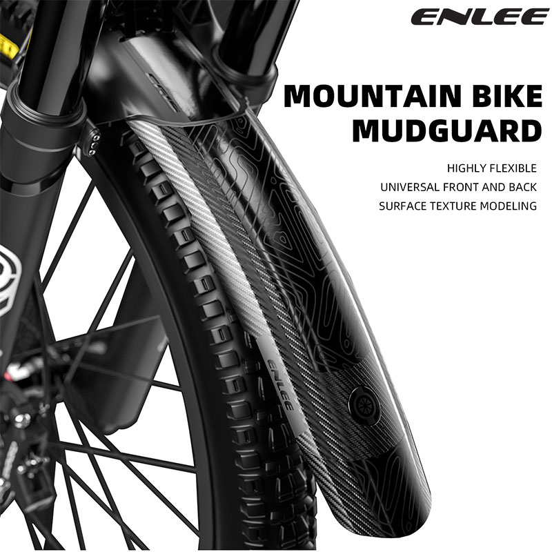 Mountain Biking In The Rain - บังโคลนจักรยานเสือภูเขา ENLEE สำหรับจักรยานดาวน์ฮิลล์ แบบขยายและขยายกว้างขึ้น ป้องกันฝน ลายคาร์บอนไฟเบอร์