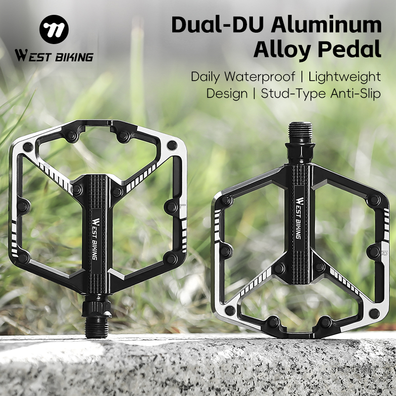 Pedal Platform Flat - แป้นเหยียบจักรยาน WEST BIKING แบบหล่อขึ้นรูปคู่ อลูมิเนียมอัลลอย สำหรับจักรยานเสือภูเขาและจักรยานถนน