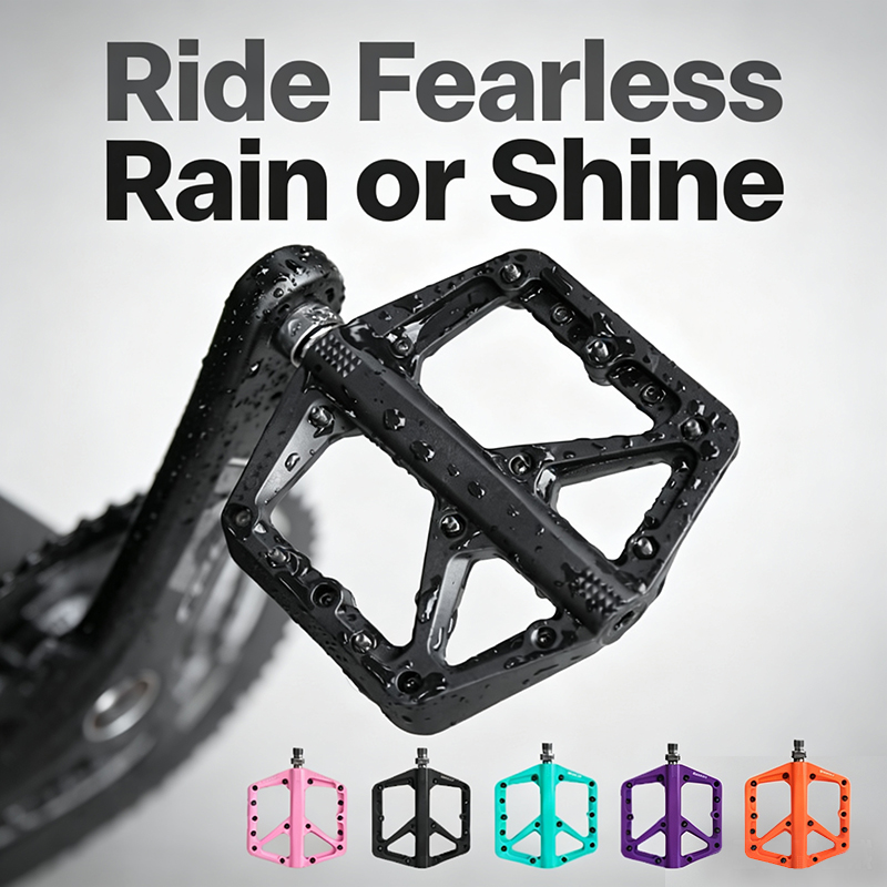 Pedal Platform Flat - แป้นเหยียบจักรยานไนลอน แป้นเหยียบแบบแพลตฟอร์มสำหรับจักรยาน พร้อมลูกปืนซีลกันน้ำ แป้นเหยียบกันลื่นสำหรับจักรยานเสือภูเขาและจักรยานถนน